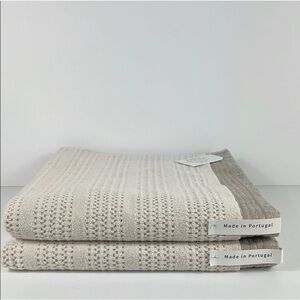 Bianca Portugal Bath Towel Set Tan Textured Soft 100% Cotton 2 Pc Set New